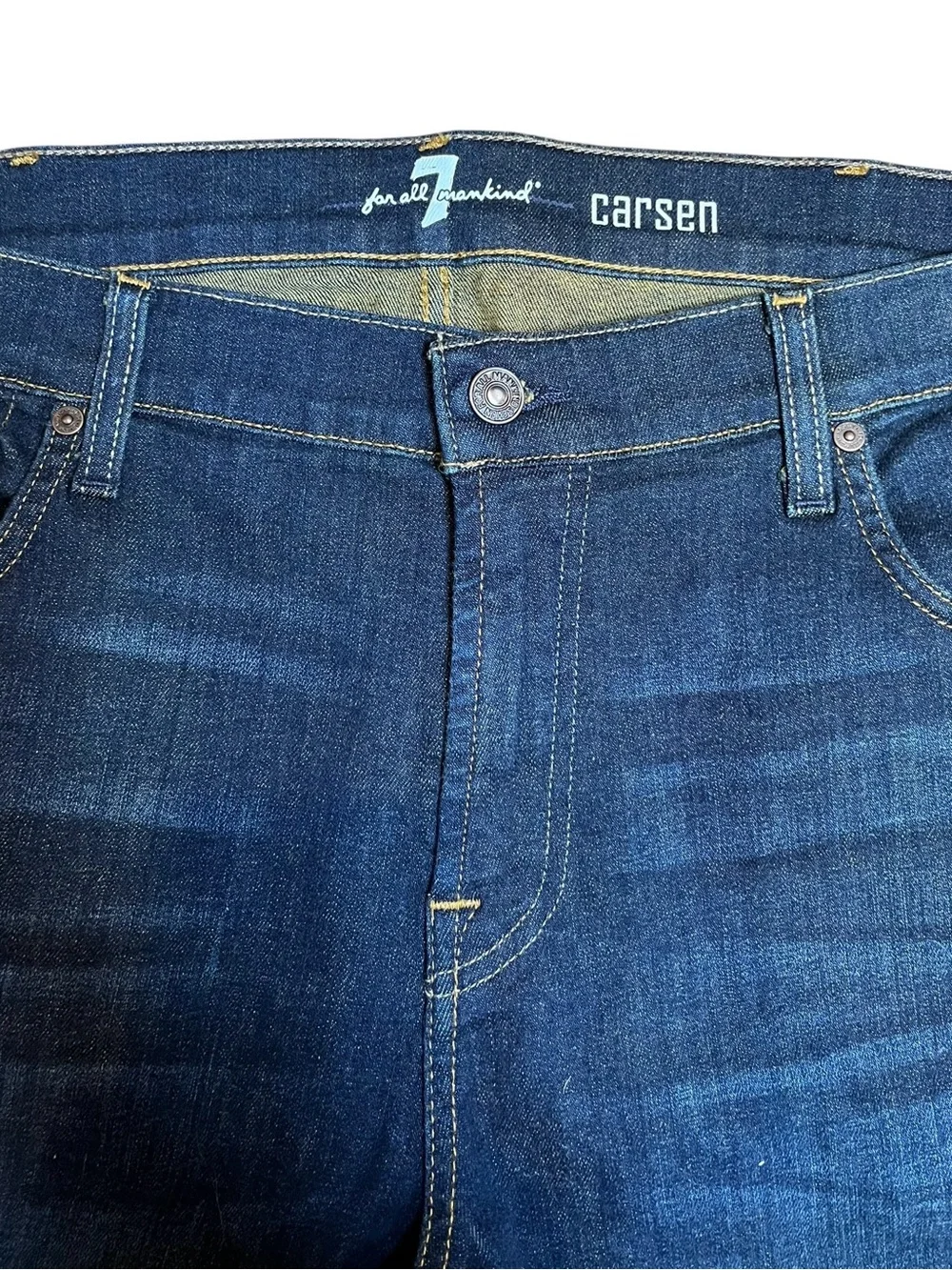 7 For All Mankind Carsen Straight Leg Jeans Men’s 40x33 Dark Wash Stretch Denim